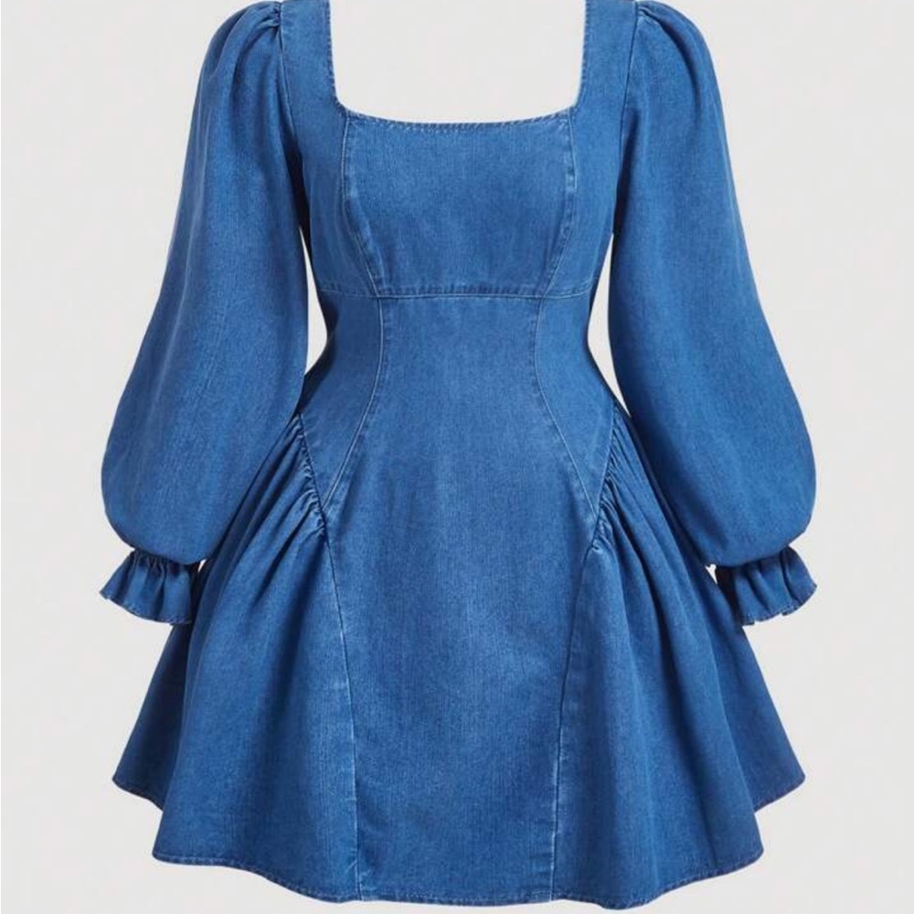 Blue Denim Bow Back Dress